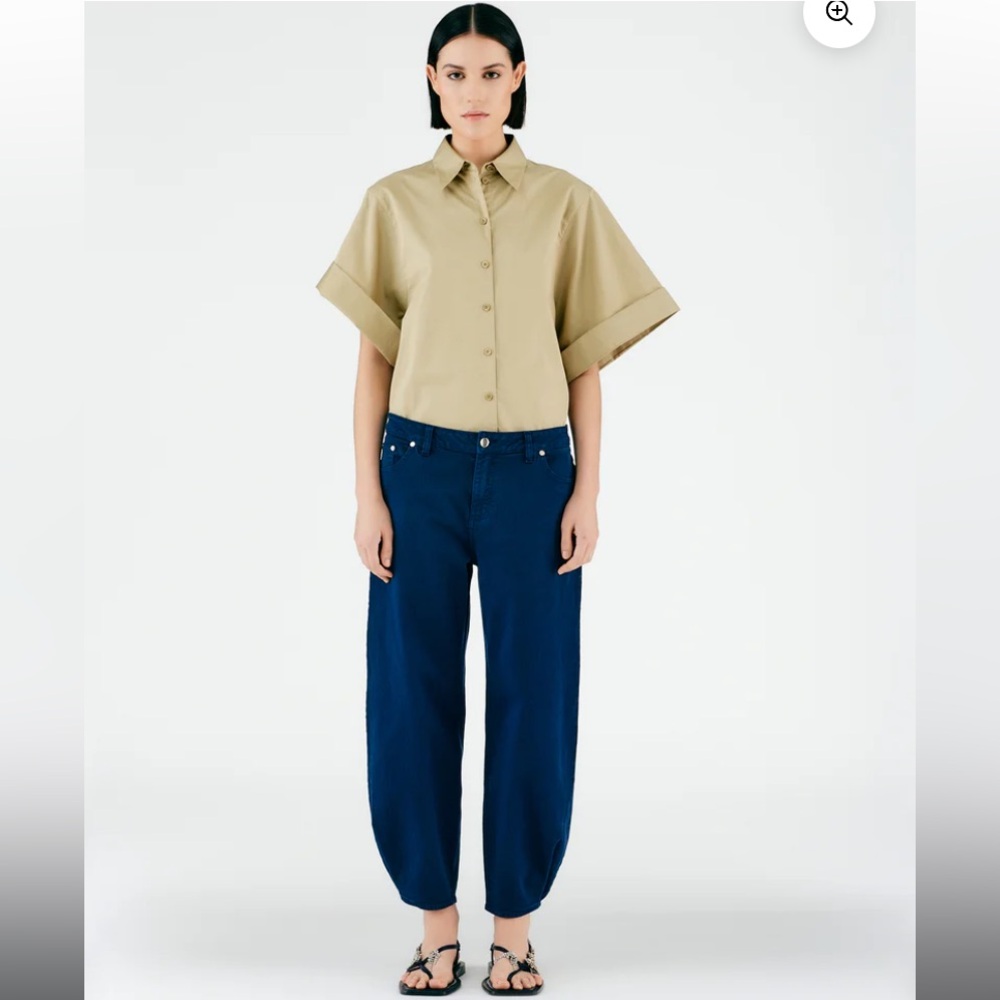 Tibi Navy Cotton Drill Brancusi Pant - Regular